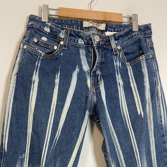 Paris Blues Womens Jeans Size 5 Blue Paint Splashed Flare Leg Denim Bottoms Y2K - Picture 6 of 13